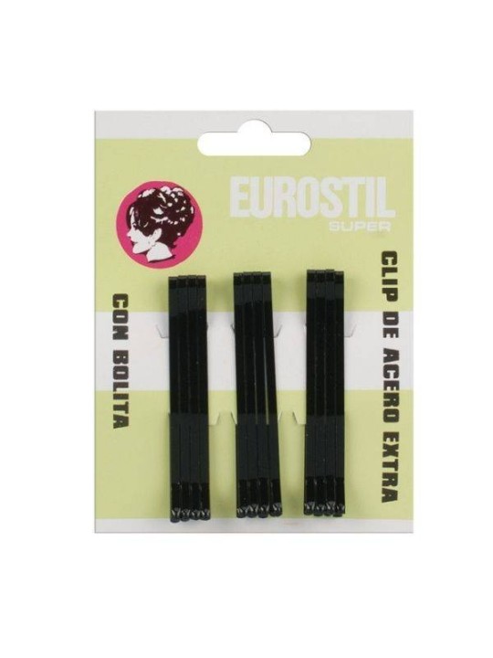 Clips negros 12 unidades 55 mm Eurostil