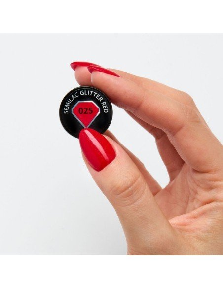 Esmalte Semilac 025 Glitter Red 7 ml.