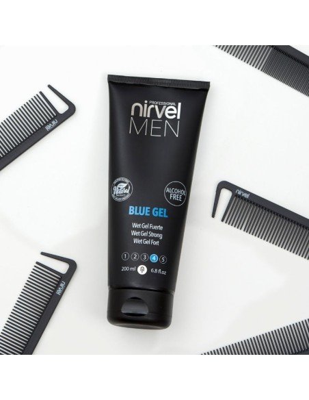 Gel Fuerte Efecto Mojado Nirvel Men Blue Gel 200 ml.