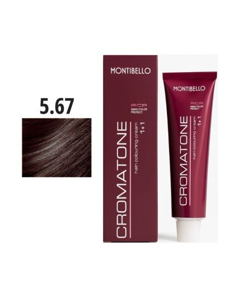 Montibello Cromatone Nº 5.67 Castaño Claro Marrón Rojizo – Tinte Permanente En Crema 60 Ml