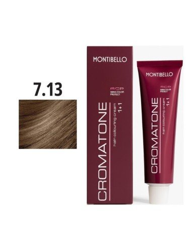 Montibello Cromatone Nº 7.13 Rubio Medio Ceniza Dorado – Tinte Permanente En Crema 60 Ml