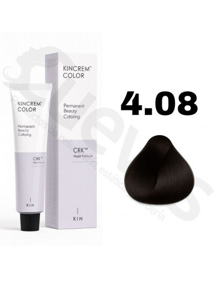 Kin Cosmetics Kincrem Color Vegan – 4.08 Castaño Medio Mate – 100ml