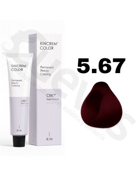 Kin Cosmetics Kincrem Color Vegan – 5.67 Castaño Claro Rojo Violeta – 100ml