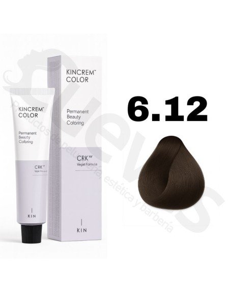 Kin Cosmetics Kincrem Color Vegan – 6.12 Rubio Oscuro Ceniza Irisado – 100ml