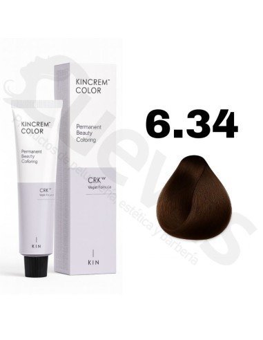 Kin Cosmetics Kincrem Color Vegan – 6.34 Rubio Oscuro Dorado Cobrizo – 100ml