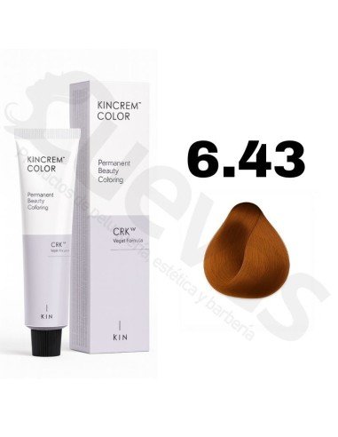 Kin Cosmetics Kincrem Color Vegan – 6.43 Rubio Oscuro Cobrizo Dorado – 100ml