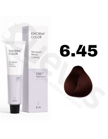 Kin Cosmetics Kincrem Color Vegan – 6.45 Rubio Oscuro Cobrizo Caoba – 100ml