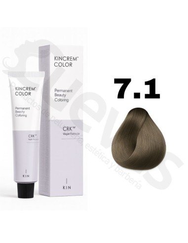 Kin Cosmetics Kincrem Color Vegan – 7.1 Rubio Medio Ceniza – 100ml
