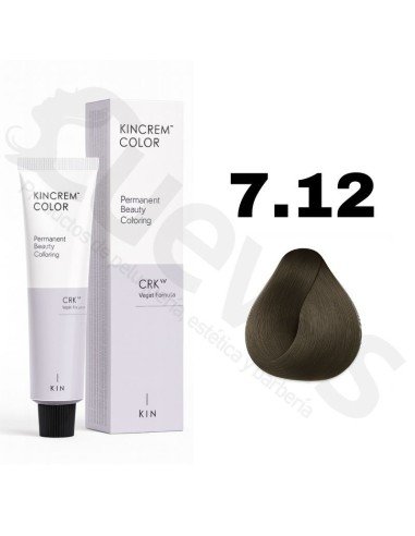 Kin Cosmetics Kincrem Color Vegan – 7.12 Rubio Medio Ceniza Irisado – 100ml