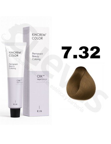 Kin Cosmetics Kincrem Color Vegan – 7.32 Rubio Medio Dorado Irisado – 100ml