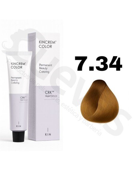 Kin Cosmetics Kincrem Color Vegan – 7.34 Rubio Medio Dorado Cobrizo – 100ml