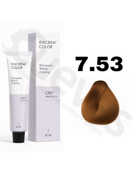 Kin Cosmetics Kincrem Color Vegan – 7.53 Rubio Medio Marrón Dorado – 100ml