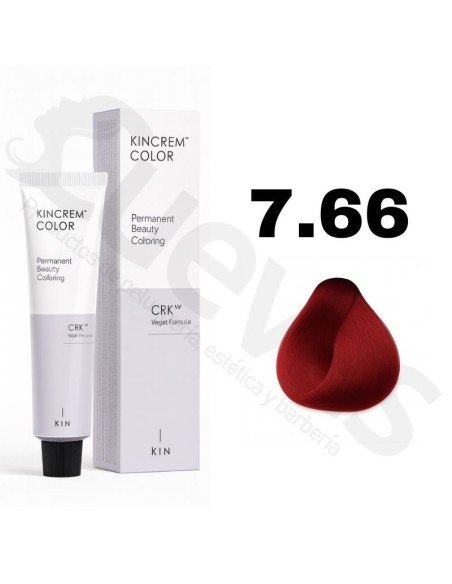 Kin Cosmetics Kincrem Color Vegan – 7.66 Rubio Medio Rojo Intenso – 100ml