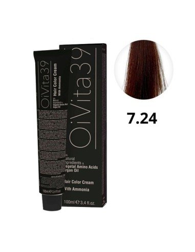 Oivita39 Nº 7.24 Rubio Medio Marrón Cobrizo Irisé – Tinte Profesional 100 Ml