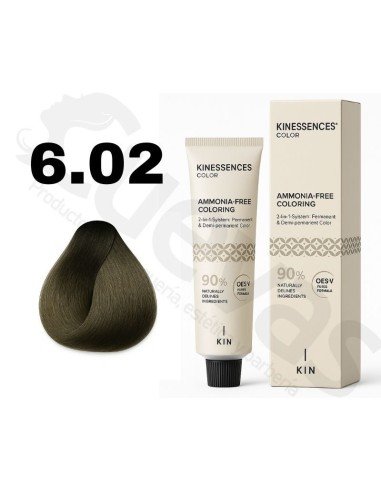 Kinessences Tinte Sin Amoniaco 6.02 Rubio Oscuro Natural Irisado 100 Ml