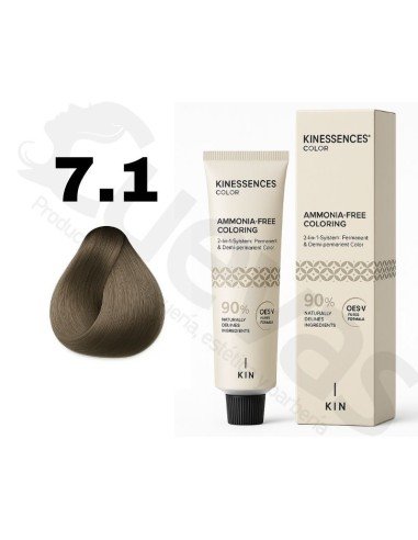 Kinessences Tinte Sin Amoniaco 7.1 Rubio Medio Ceniza 100 Ml