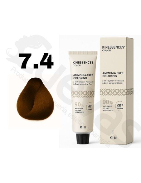 Kinessences Tinte Sin Amoniaco 7.4 Rubio Medio Cobrizo 100 Ml