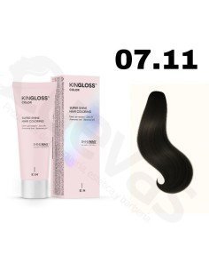 Kingloss Tinte Sin Amoniaco 07.11 Rubio Medio Ceniza Intenso 50 Ml