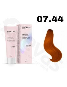 Kingloss Tinte Sin Amoniaco 07.44 Rubio Medio Cobrizo Intenso 50 Ml