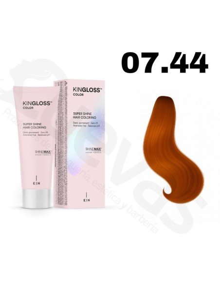 Kingloss Tinte Sin Amoniaco 07.44 Rubio Medio Cobrizo Intenso 50 Ml