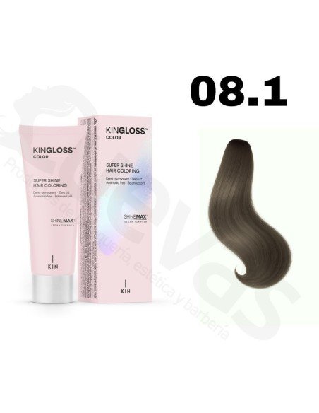 Kingloss Tinte Sin Amoniaco 08.1 Rubio Claro Ceniza 50 Ml
