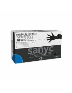 Sanyc Sensitive N5 Guantes De Nitrilo Negro Sin Polvo Talla L Caja 100 Uds