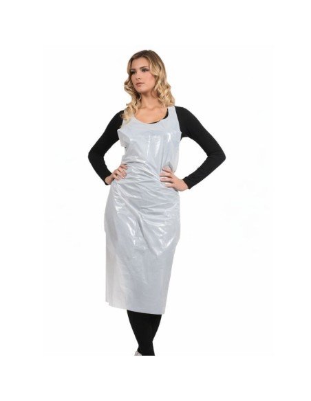 Uso Profesional Delantal De Plástico Desechable Blanco 120 X 62 Cm Bolsa 50 Unidades