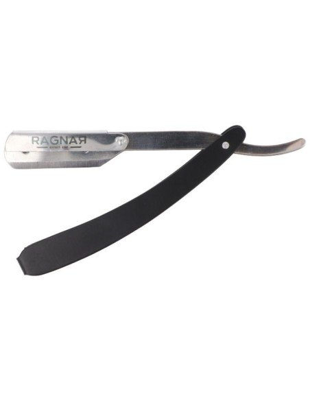 Ragnar Navaja De Afeitar Profesional Mango Metálico Negro Media Hoja 23 Cm