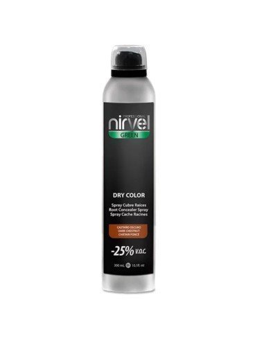 Nirvel Dry Color Spray Cubre Raíces Castaño Oscuro 300 Ml