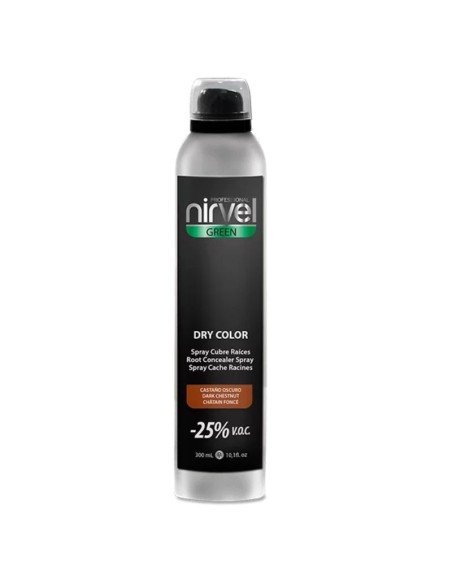 Nirvel Dry Color Spray Cubre Raíces Castaño Oscuro 300 Ml
