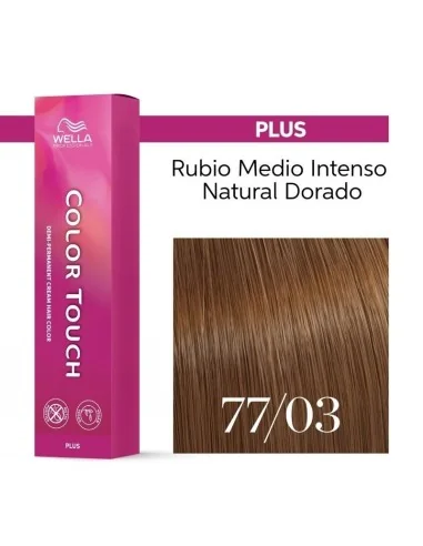 Tinte Wella Color Touch Plus 77/03 Rubio Medio Intenso Natural Dorado 60 ml.
