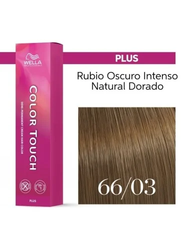 Tinte Wella Color Touch Plus 66/03 Rubio Oscuro Intenso Natural Dorado 60 ml.