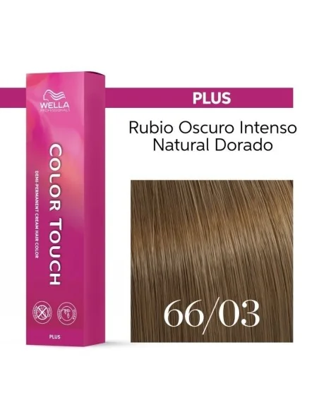 Tinte Wella Color Touch Plus 66/03 Rubio Oscuro Intenso Natural Dorado 60 ml.