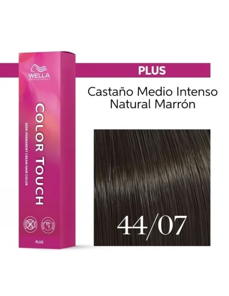 Tinte Wella Color Touch Plus 44/07 Castaño Medio Intenso Natural Marrón 60 ml.