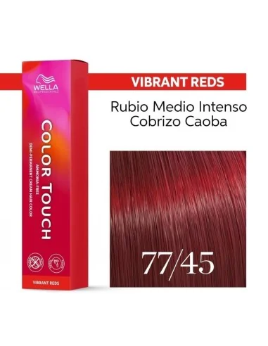 Tinte Wella Color Touch Vibrant Reds 77/45 Rubio Medio Intenso Cobrizo Caoba 60 ml.