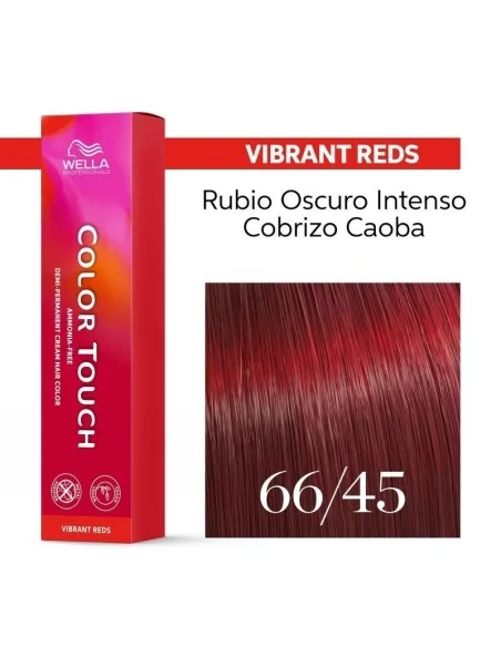 Tinte Wella Color Touch Vibrant Reds 66/45 Rubio Oscuro Intenso Cobrizo Caoba 60 ml.
