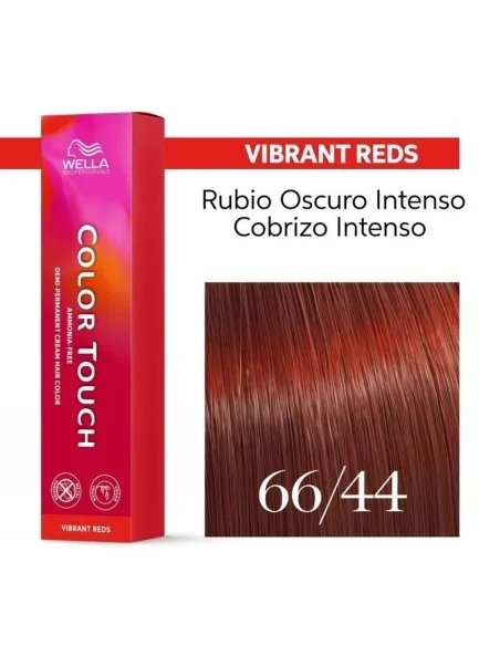 Tinte Wella Color Touch Vibrant Reds 66/44 Rubio Oscuro Intenso Cobrizo Intenso 60 ml.