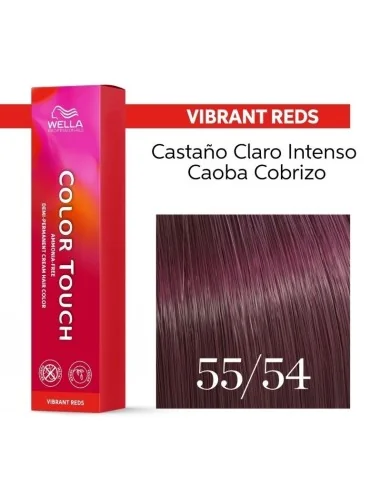 Tinte Wella Color Touch Vibrant Reds 55/54 Castaño Claro Intenso Caoba Cobrizo 60 ml.