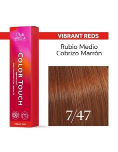 Tinte Wella Color Touch Vibrant Reds 7/47 Rubio Medio Cobrizo Marrón 60 ml.