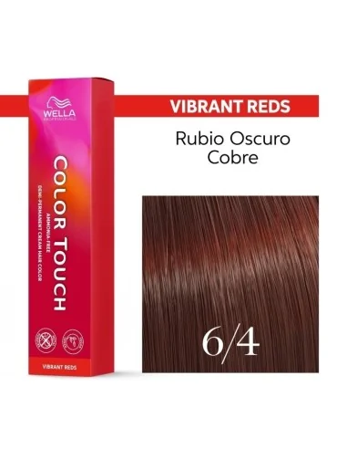 Tinte Wella Color Touch Vibrant Reds 6/4 Rubio Oscuro Cobrizo 60 ml.