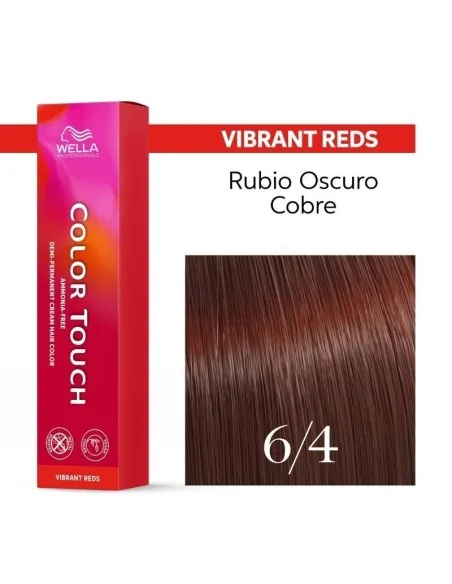 Tinte Wella Color Touch Vibrant Reds 6/4 Rubio Oscuro Cobrizo 60 ml.