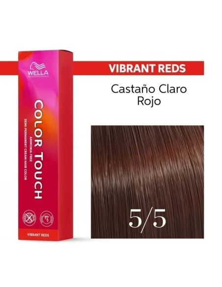 Tinte Wella Color Touch Vibrant Reds 5/5 Castaño Claro Caoba 60 ml.