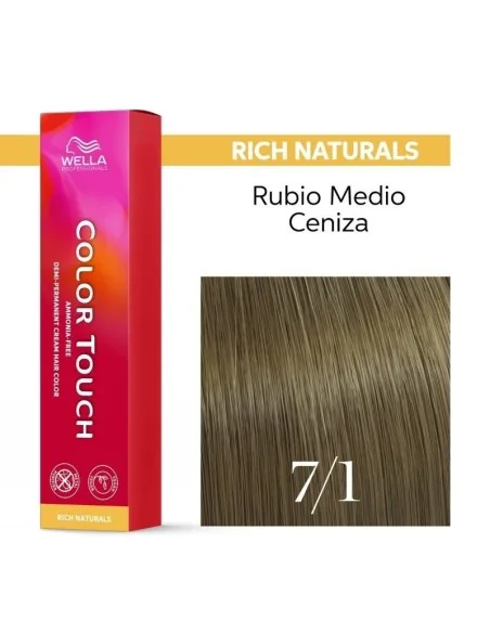 Tinte Wella Color Touch Rich Naturals 7-1 Rubio Medio Ceniza 60 ml.