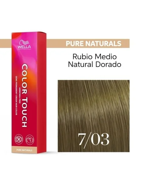 Tinte Wella Color Touch Pure Naturals 7/03 Rubio Medio Natural Dorado 60 ml.