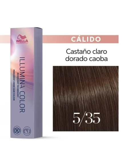 Tinte Wella Illumina Color 5/35 Castaño Medio Dorado Caoba 60 ml.