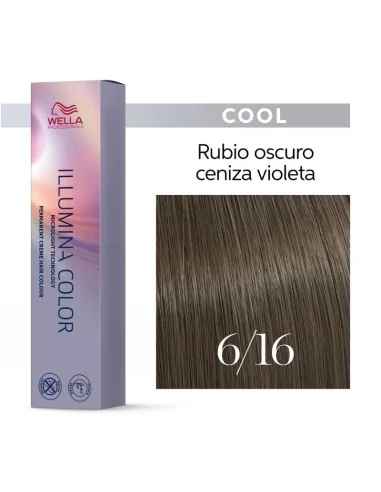 Tinte Wella Illumina Color 6/16 Rubio Oscuro Ceniza Violeta 60 ml.