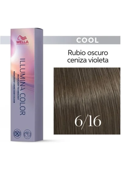 Tinte Wella Illumina Color 6/16 Rubio Oscuro Ceniza Violeta 60 ml.