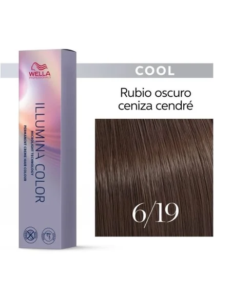 Tinte Wella Illumina Color 6/19 Rubio Oscuro Ceniza Cendré 60 ml.