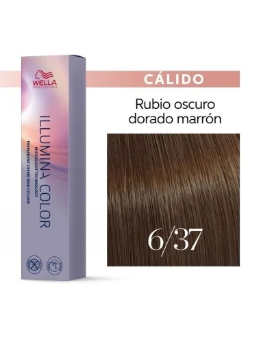 Tinte Wella Illumina Color 6/37 Rubio Oscuro Dorado Marrón 60 ml.