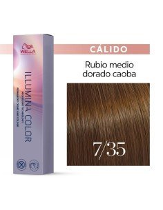 Tinte Wella Illumina Color 7/35 Rubio Medio Dorado Caoba 60 ml.
